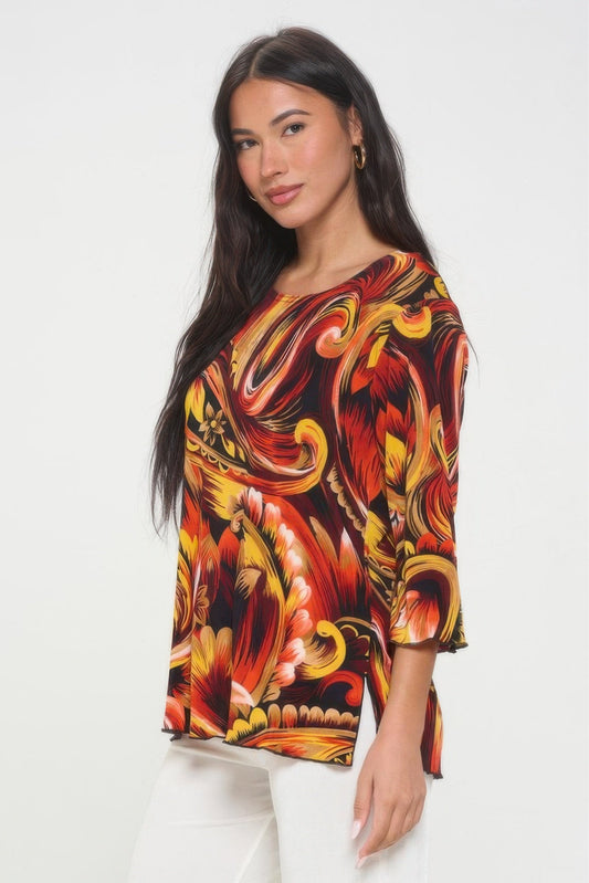 Print Quarter Sleeve Top