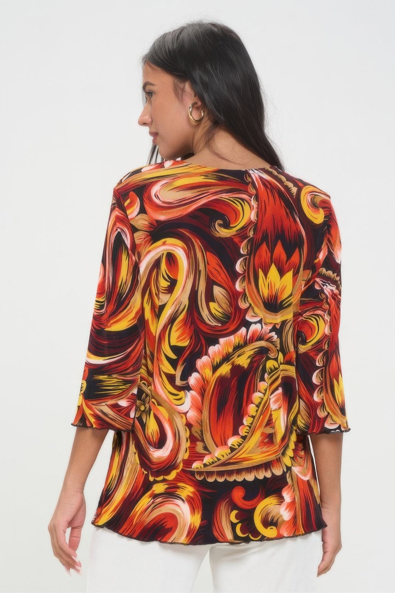 Print Quarter Sleeve Top