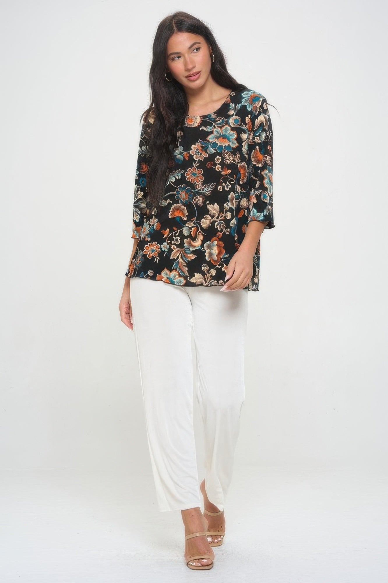 Print Quarter Sleeve Top