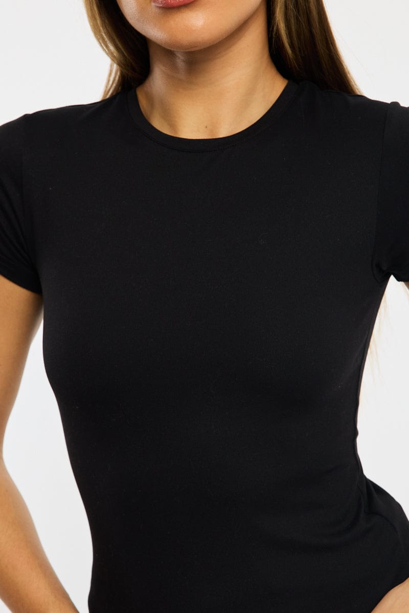 Black T-shirt Cap Sleeve Supersoft