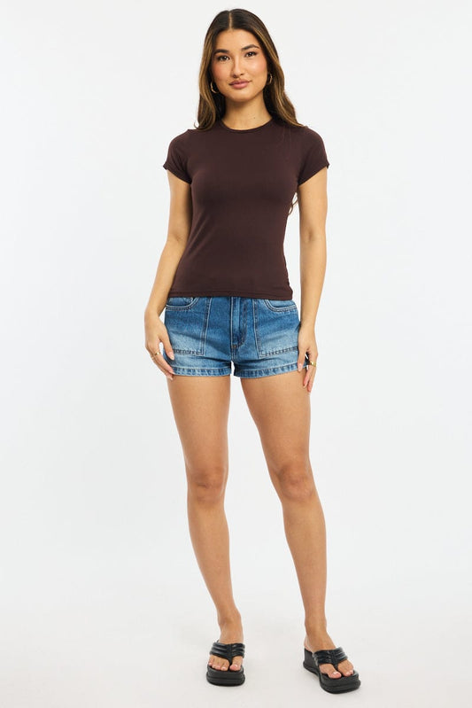 Brown T-shirt Cap Sleeve Supersoft