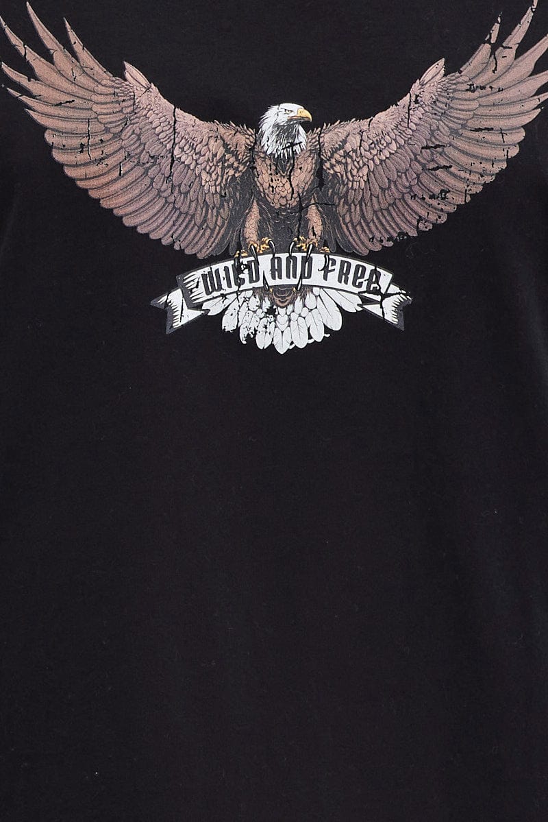 Black Tee Dress Short Sleeve Graphic Print