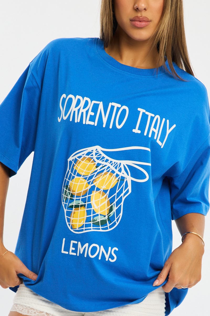 Blue Graphic Tee Short Sleeve