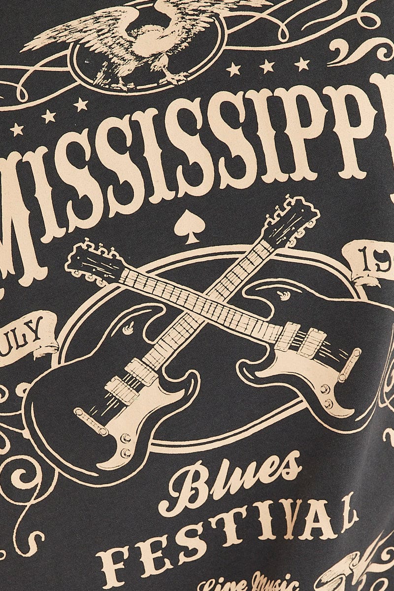 Black Graphic T Dress Short Sleeve