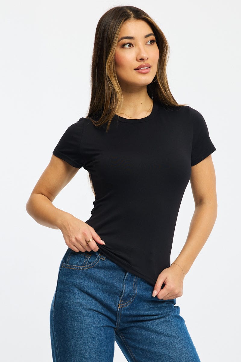 Black T-shirt Short Sleeve Crew Neck