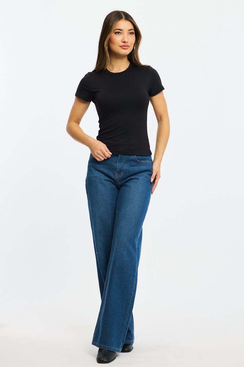 Black T-shirt Short Sleeve Crew Neck