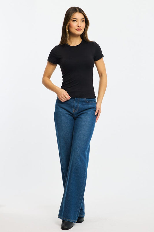 Black T-shirt Short Sleeve Crew Neck