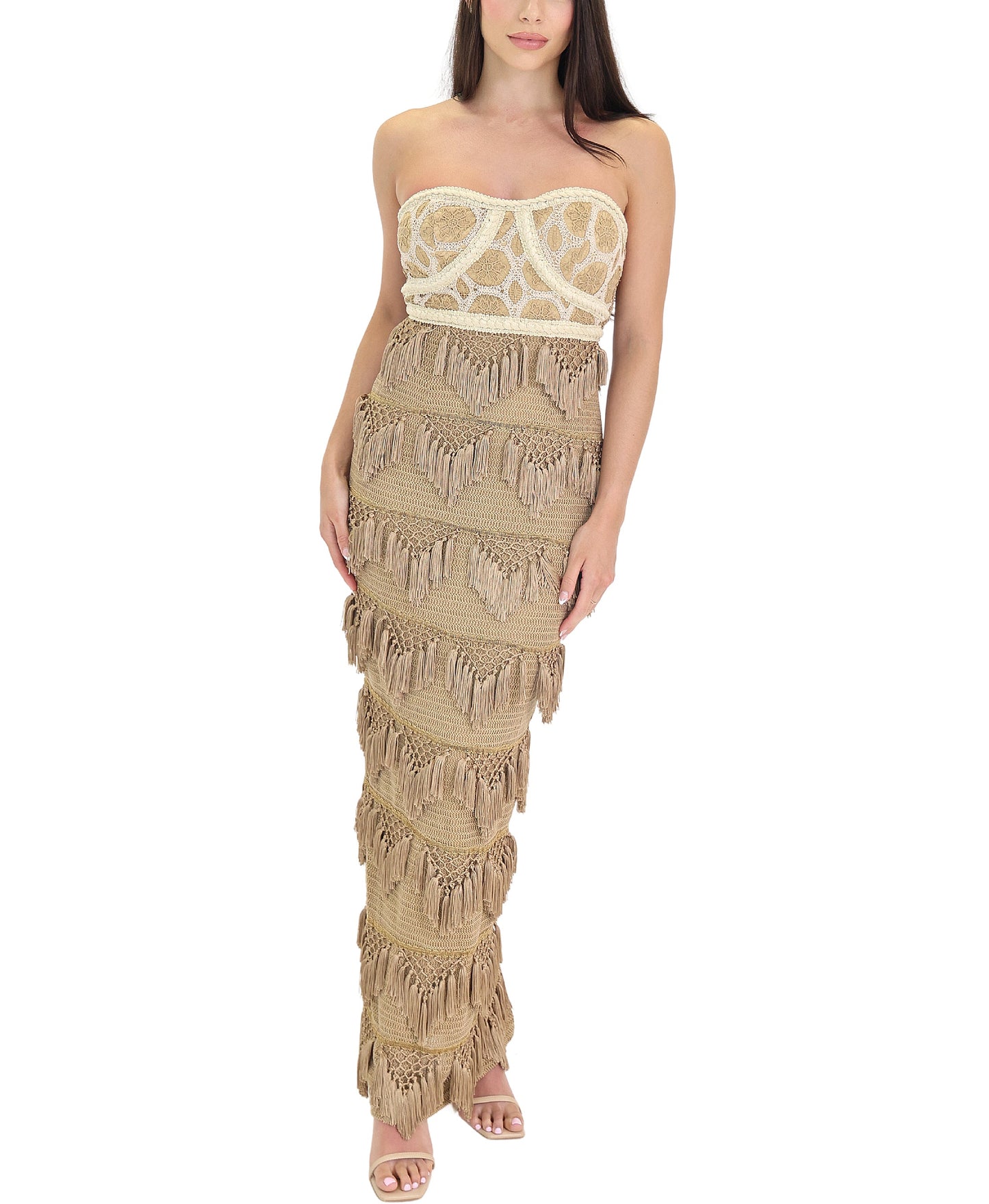 Crochet Maxi Dress w/ Tassels