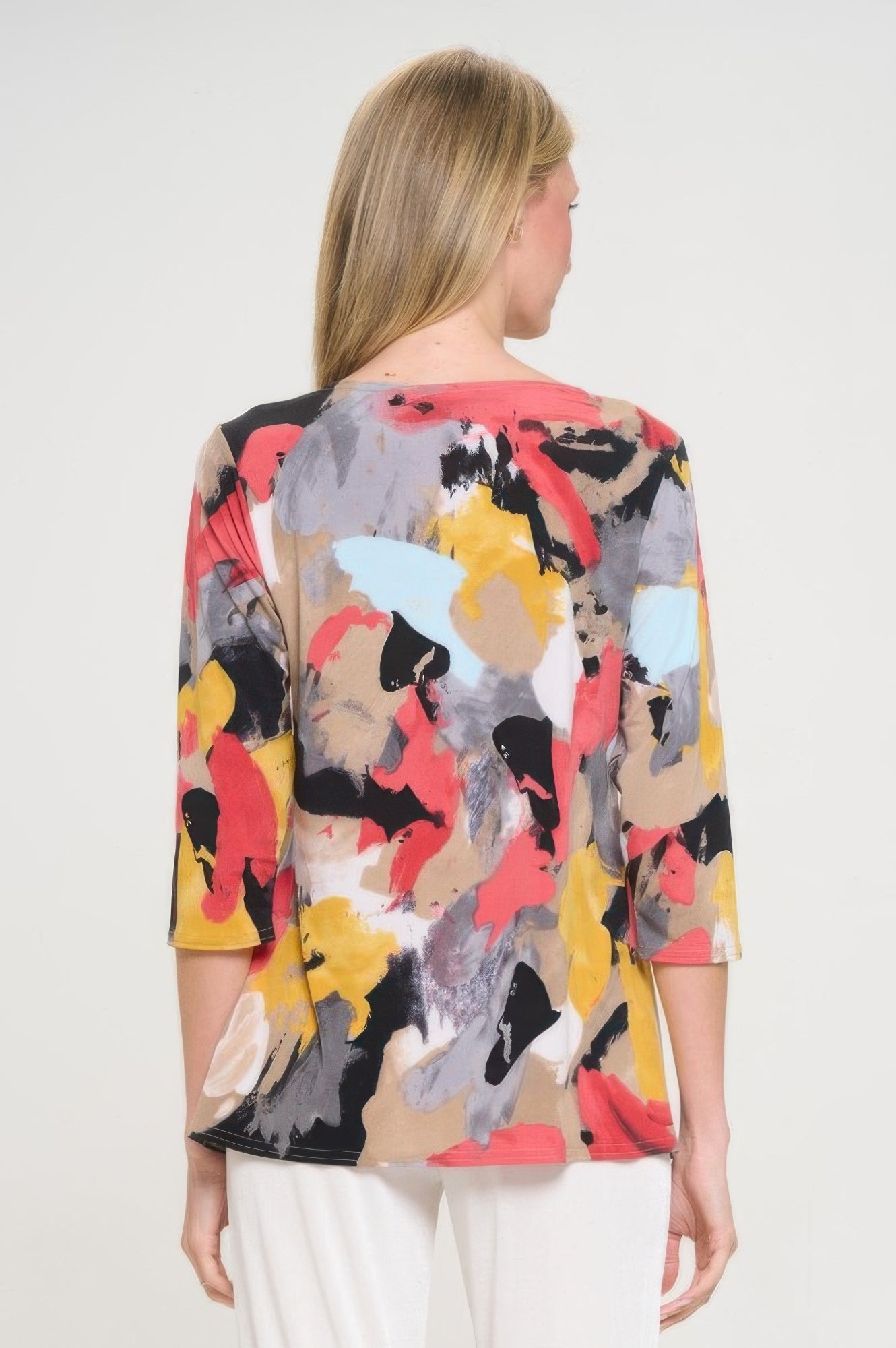 Hit Round Neck 3/4 Sleeve Slit Top