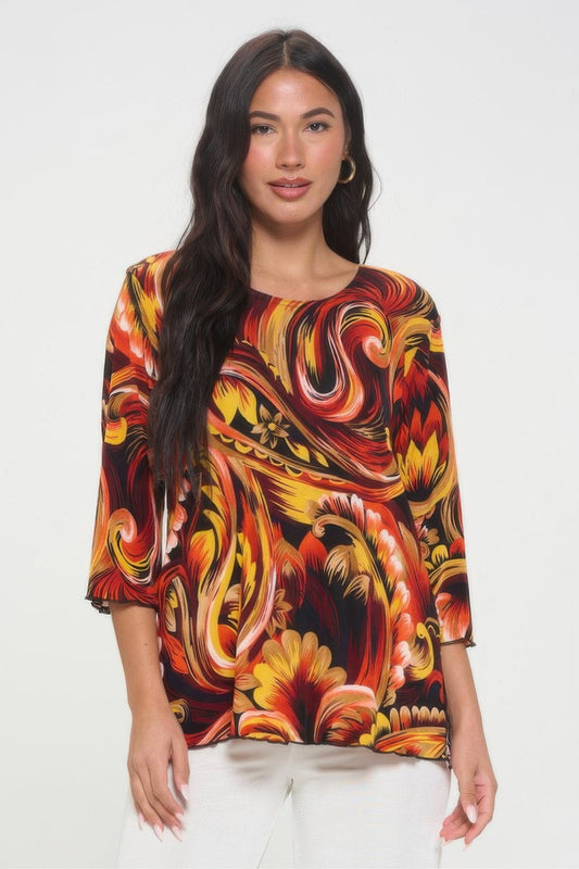 Print Quarter Sleeve Top