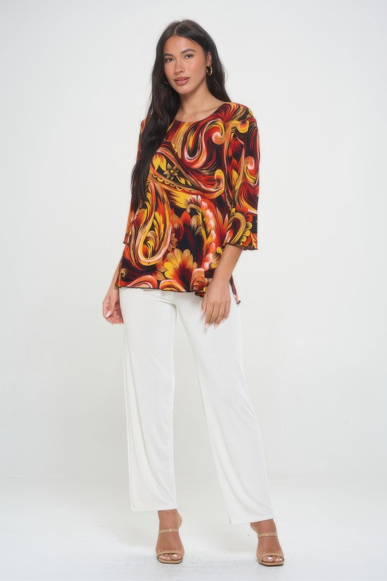 Print Quarter Sleeve Top