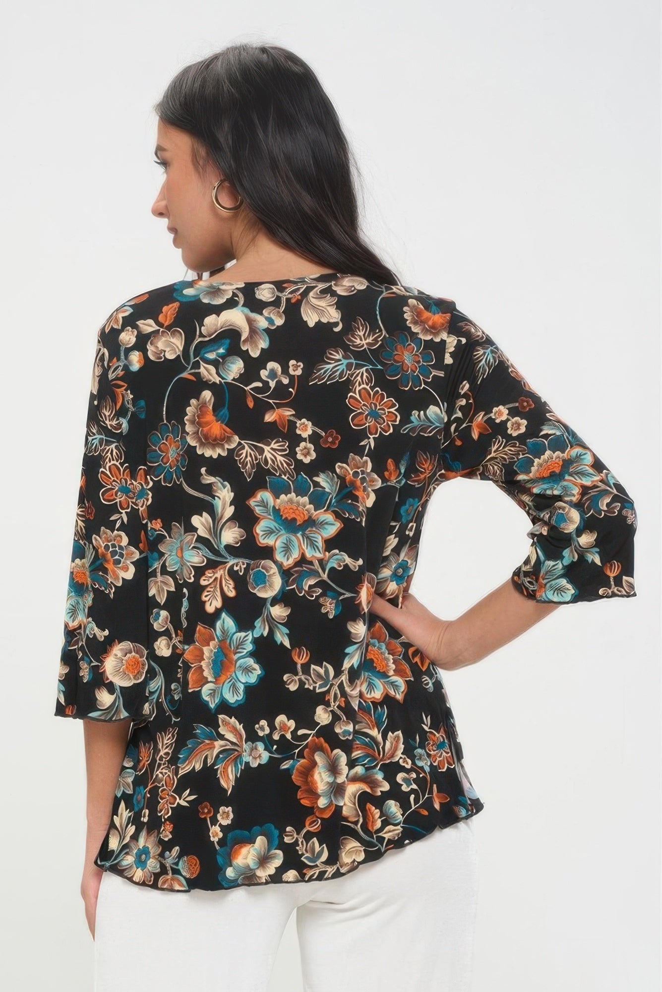 Print Quarter Sleeve Top