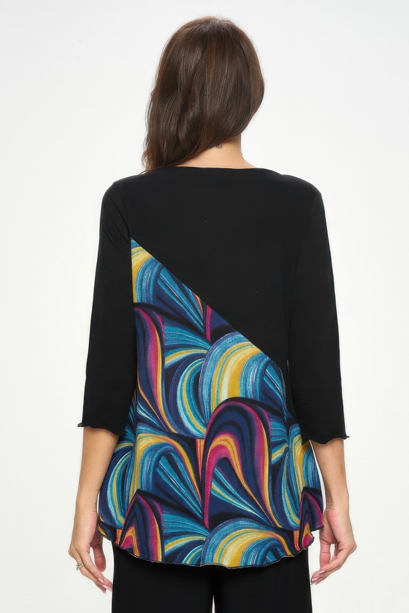 Mir Bias V-neck Contrast Top