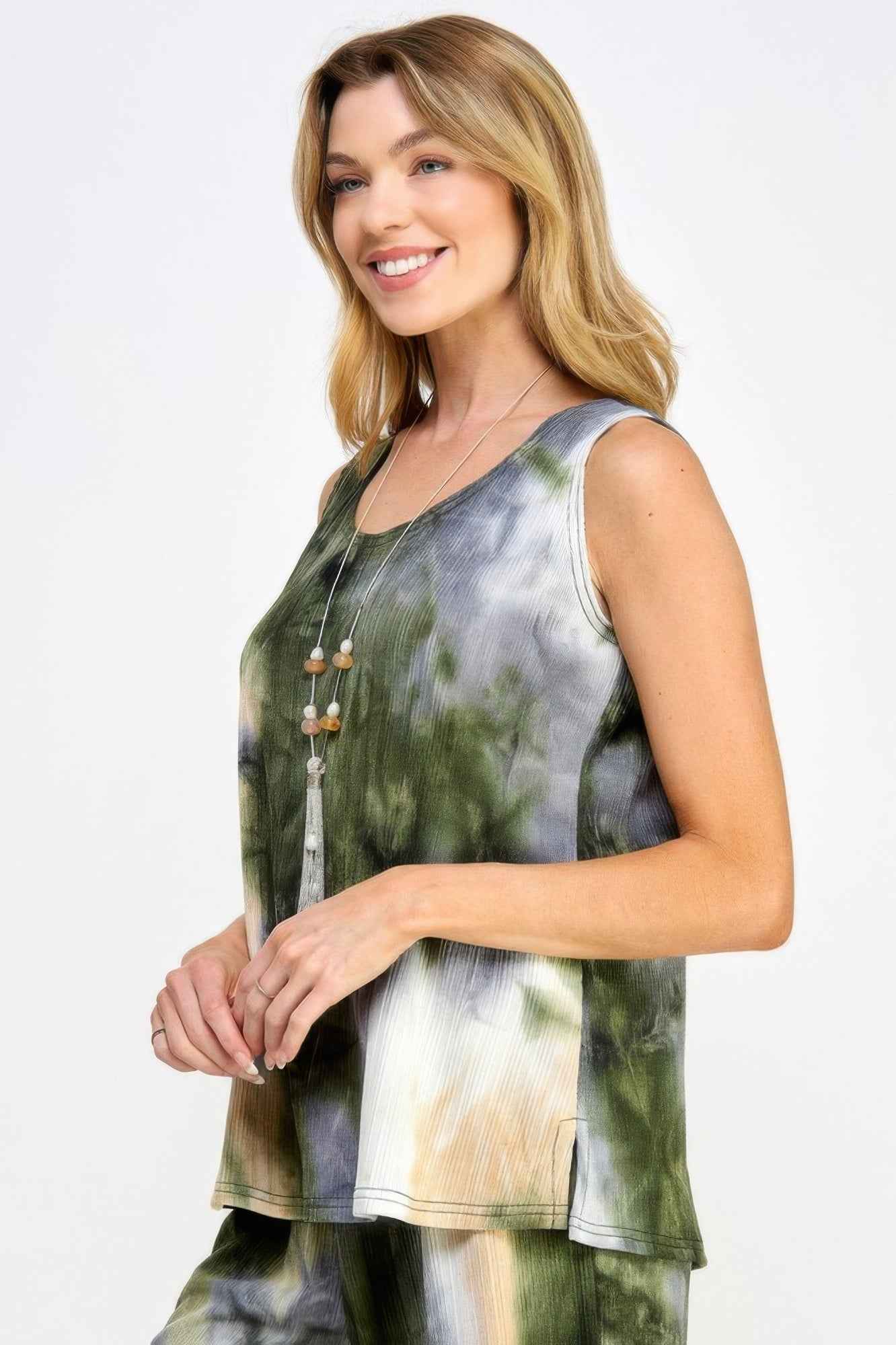 Andante Tie Dye Print Sleeveless Tank Top