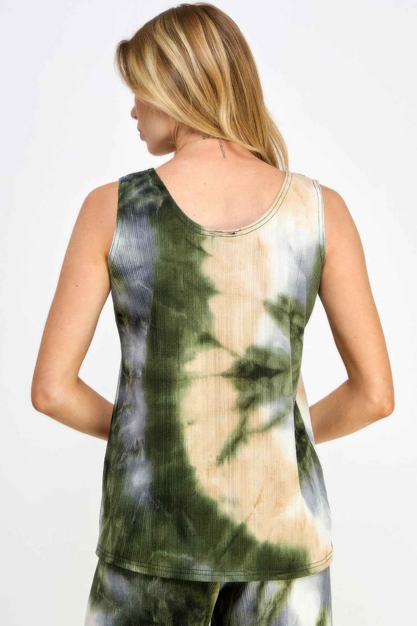 Andante Tie Dye Print Sleeveless Tank Top