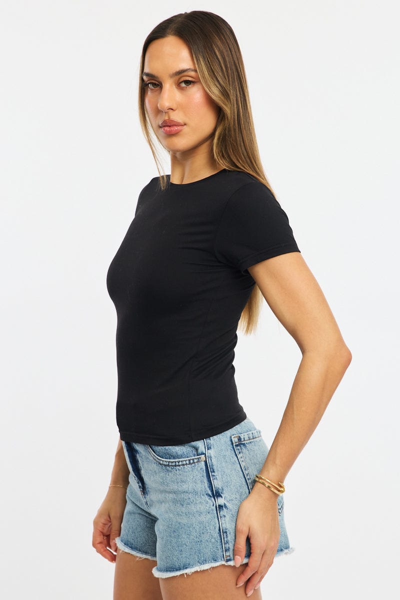 Black T-shirt Cap Sleeve Supersoft