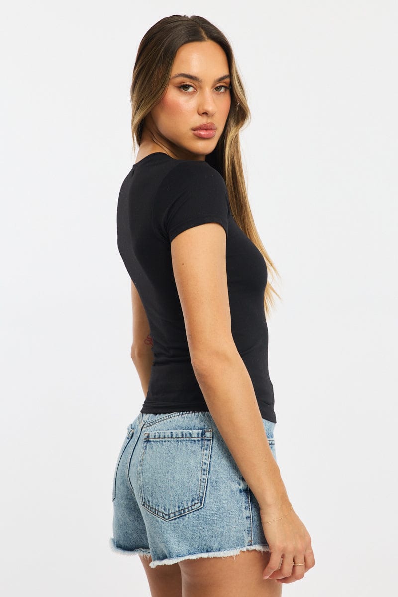 Black T-shirt Cap Sleeve Supersoft