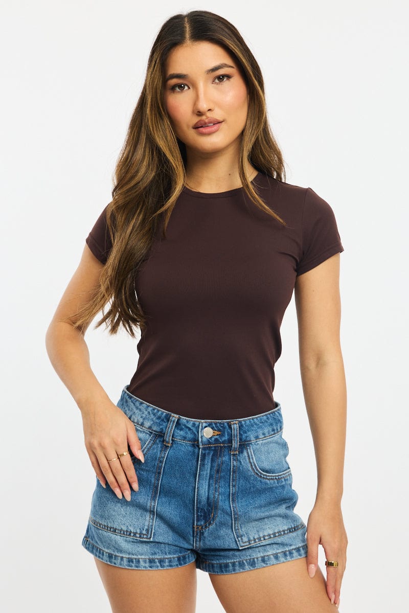 Brown T-shirt Cap Sleeve Supersoft