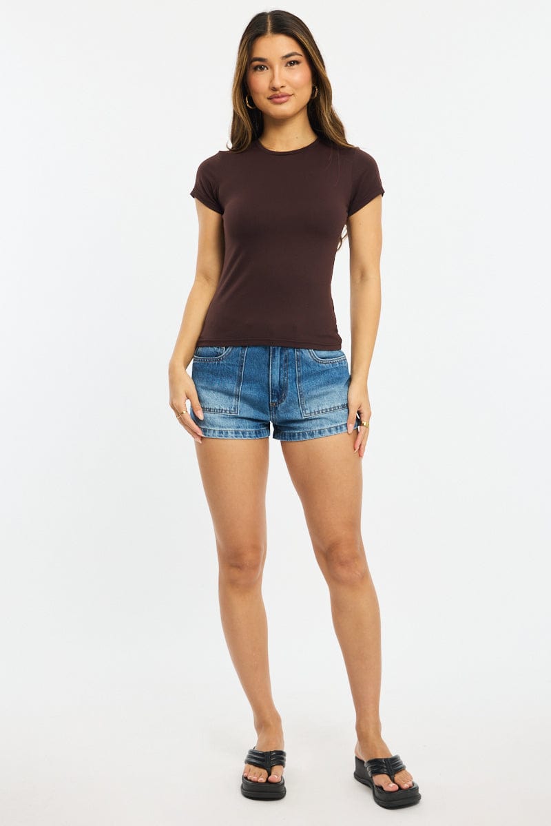 Brown T-shirt Cap Sleeve Supersoft